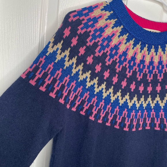 Boden Eleanor Fair Isle Dress Nordic Alpaca/Wool Blend Knit in Navy Sparkle 10R - Picture 9 of 16